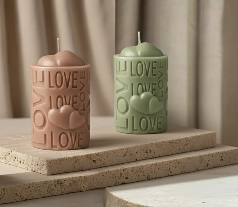Pillar Candle with letters Love